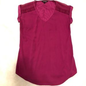 Bright Pink Blouse with Lace Detail